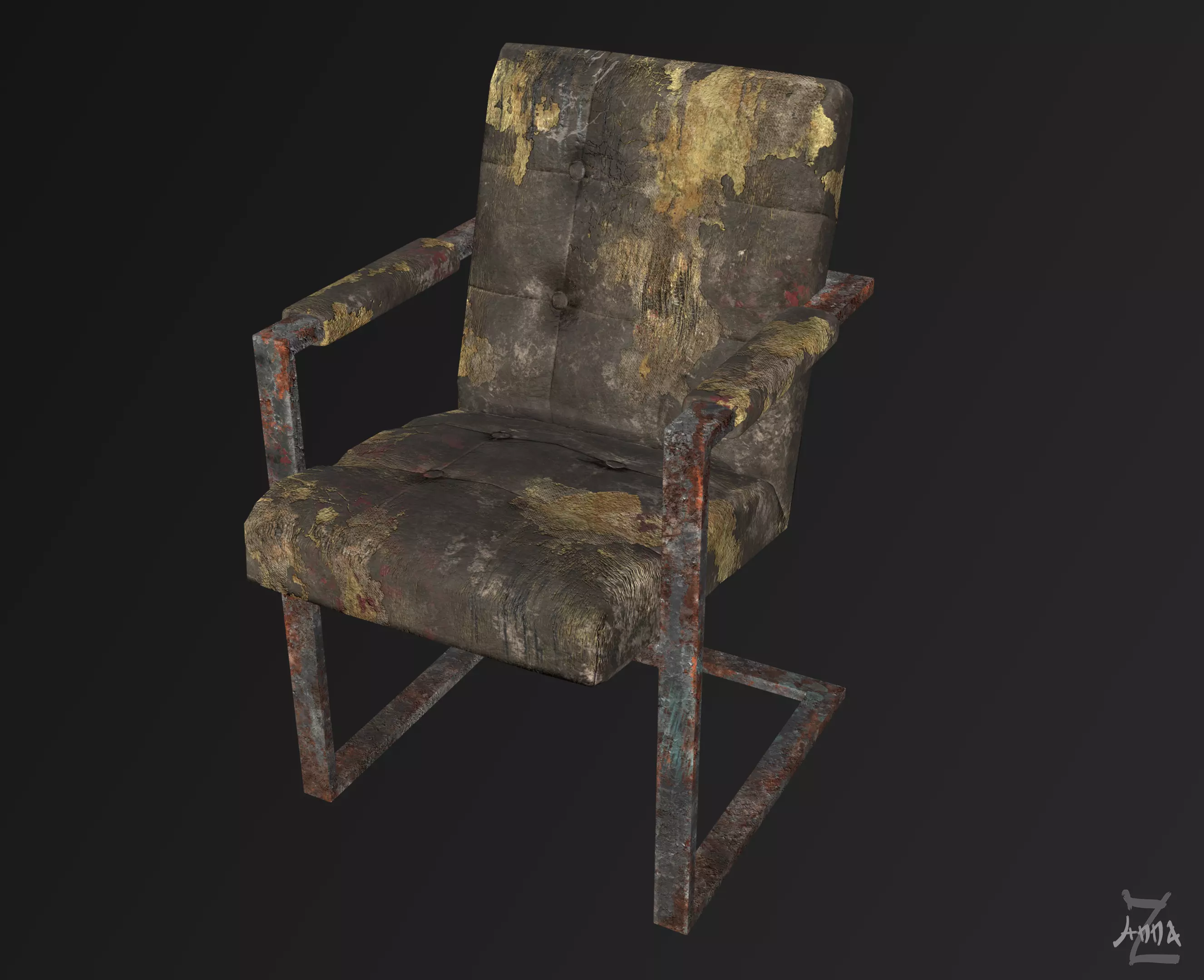 The Post-apocalyptic modern chair Low-poly 3D model_0