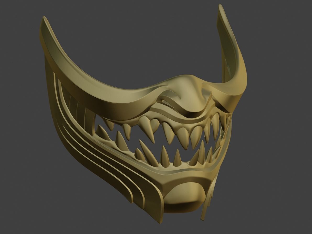 Scorpion Demon Samurai cosplay mask for face Mortal Kombat 11 3D print model_3