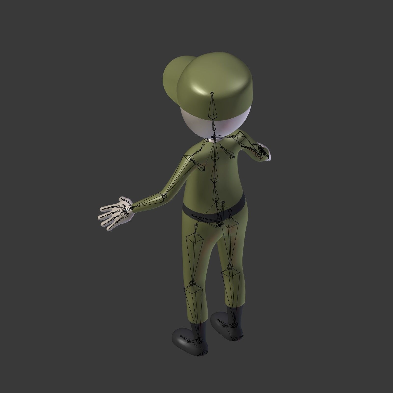 Cartoon Soldier - Stickman Low-poly 3D model_7