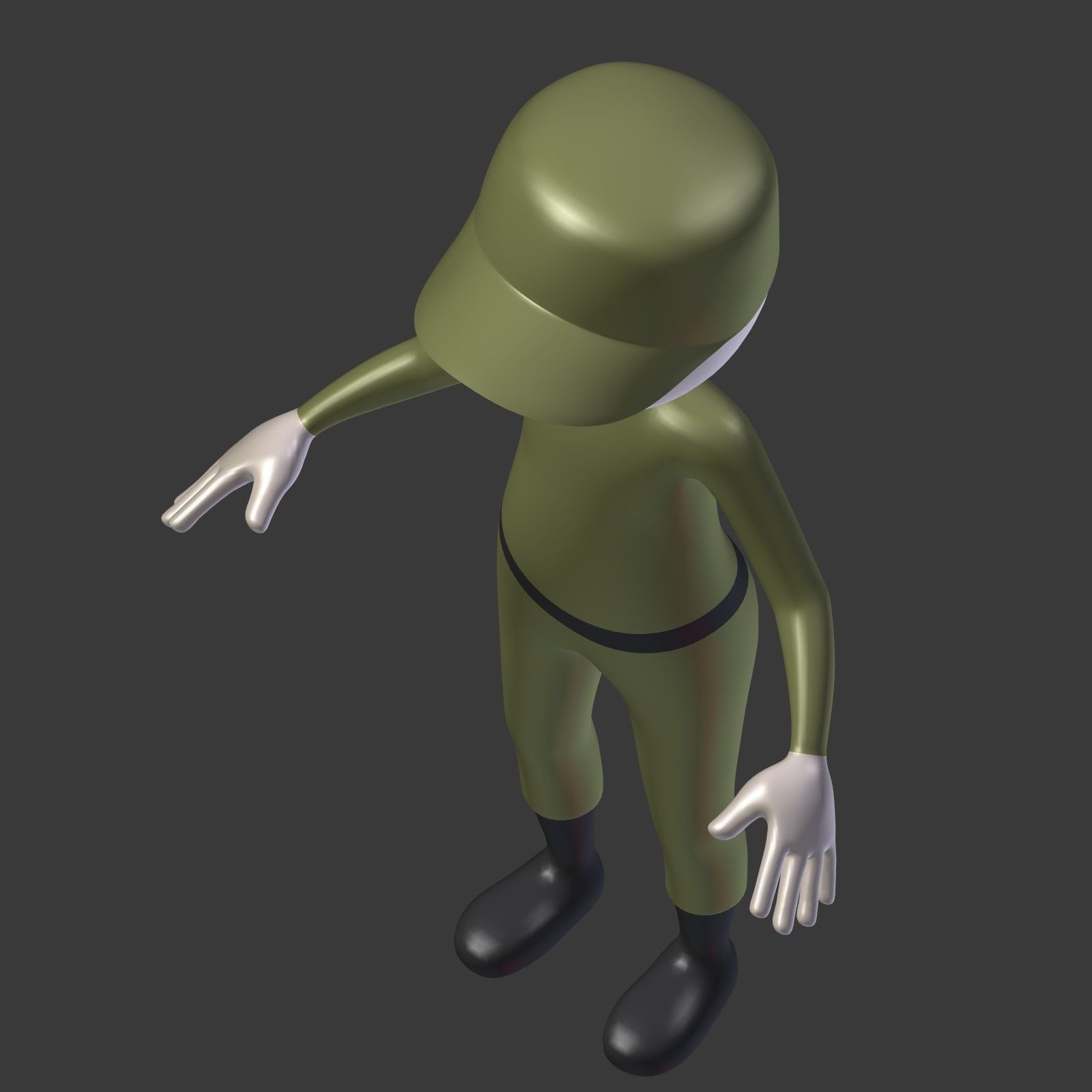 Cartoon Soldier - Stickman Low-poly 3D model_17