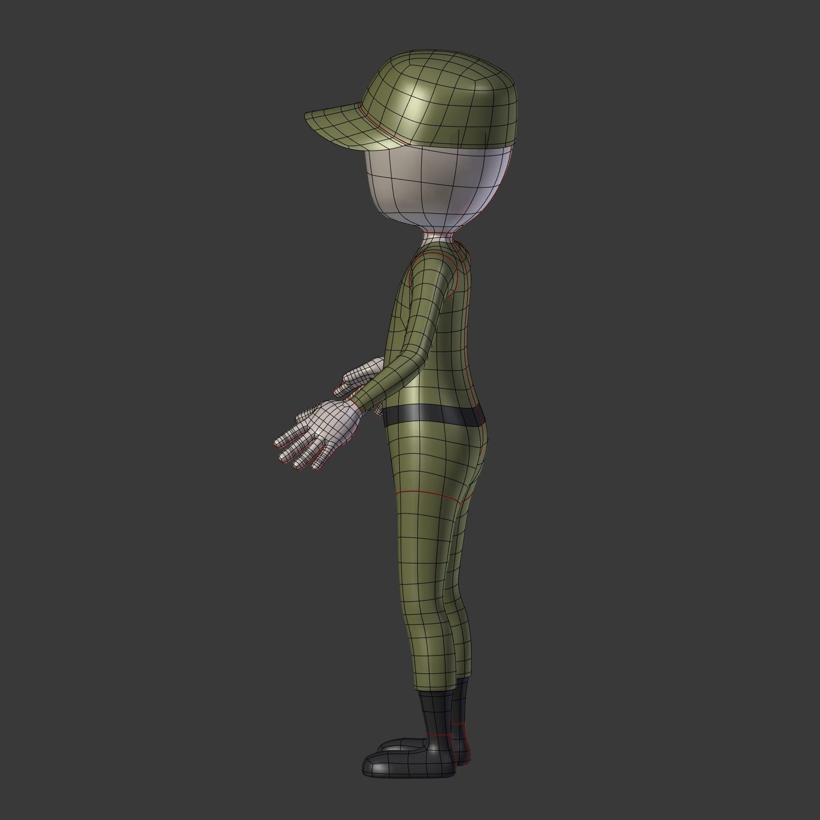 Cartoon Soldier - Stickman Low-poly 3D model_6