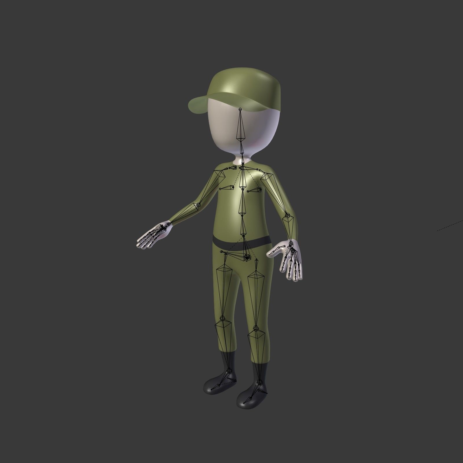 Cartoon Soldier - Stickman Low-poly 3D model_1
