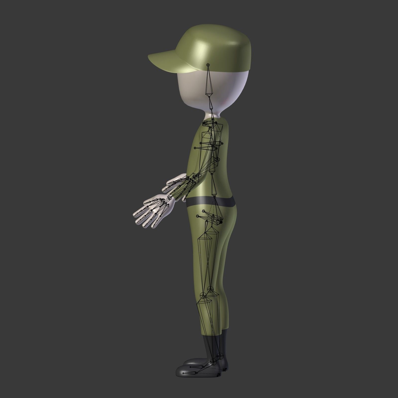 Cartoon Soldier - Stickman Low-poly 3D model_5