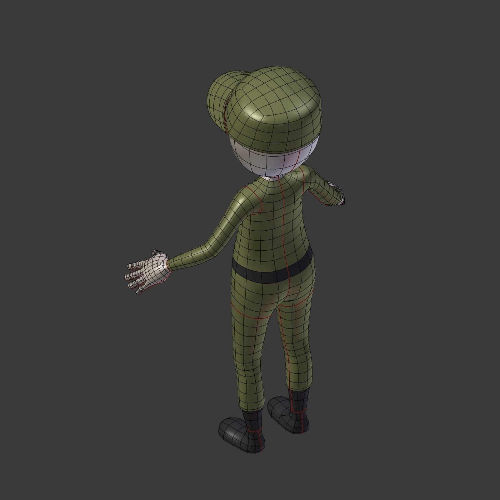 Cartoon Soldier - Stickman Low-poly 3D model_8