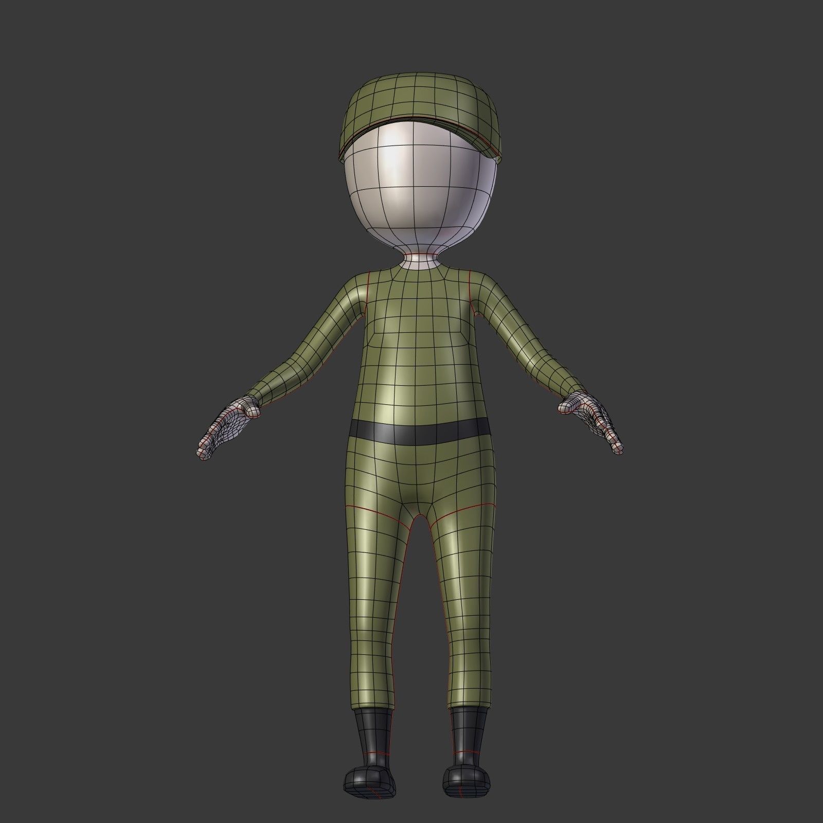Cartoon Soldier - Stickman Low-poly 3D model_16