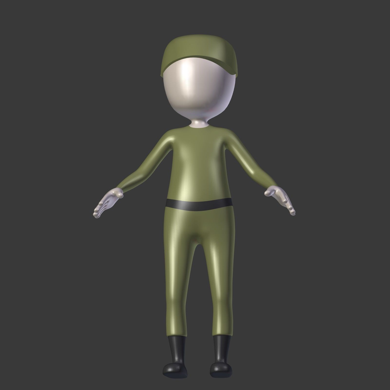 Cartoon Soldier - Stickman Low-poly 3D model_15