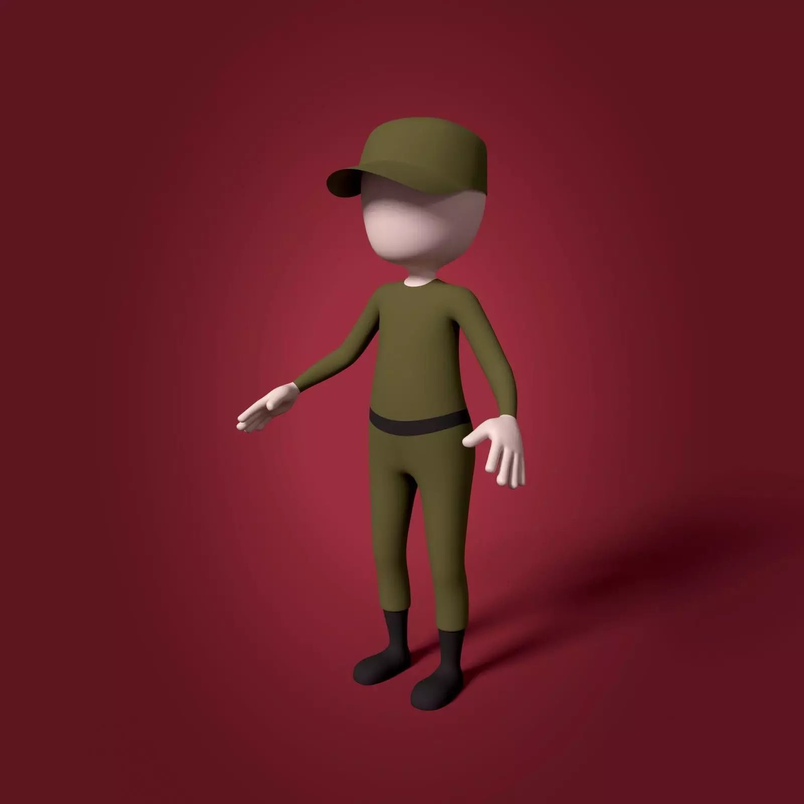 Cartoon Soldier - Stickman Low-poly 3D model_0