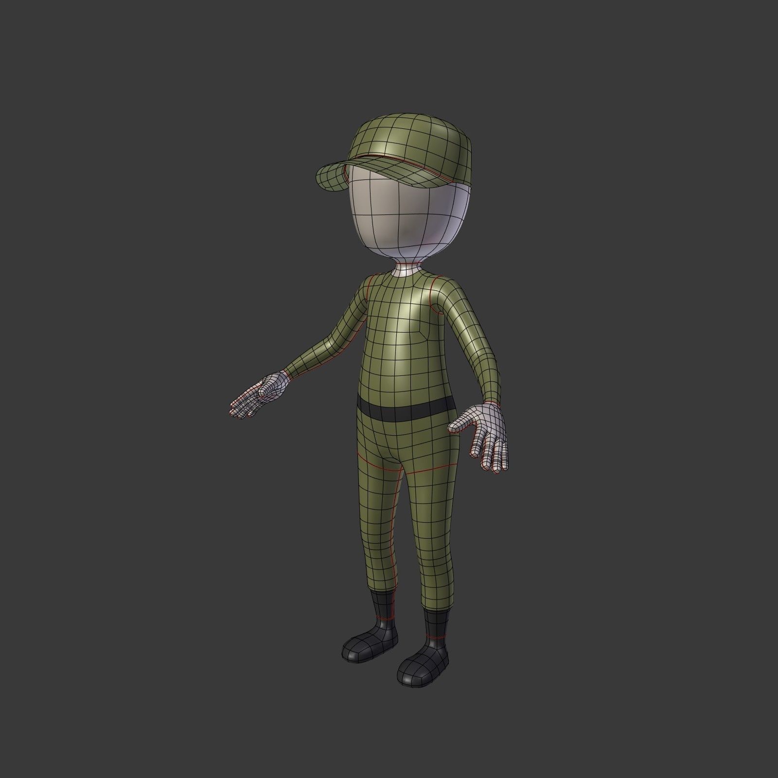 Cartoon Soldier - Stickman Low-poly 3D model_2