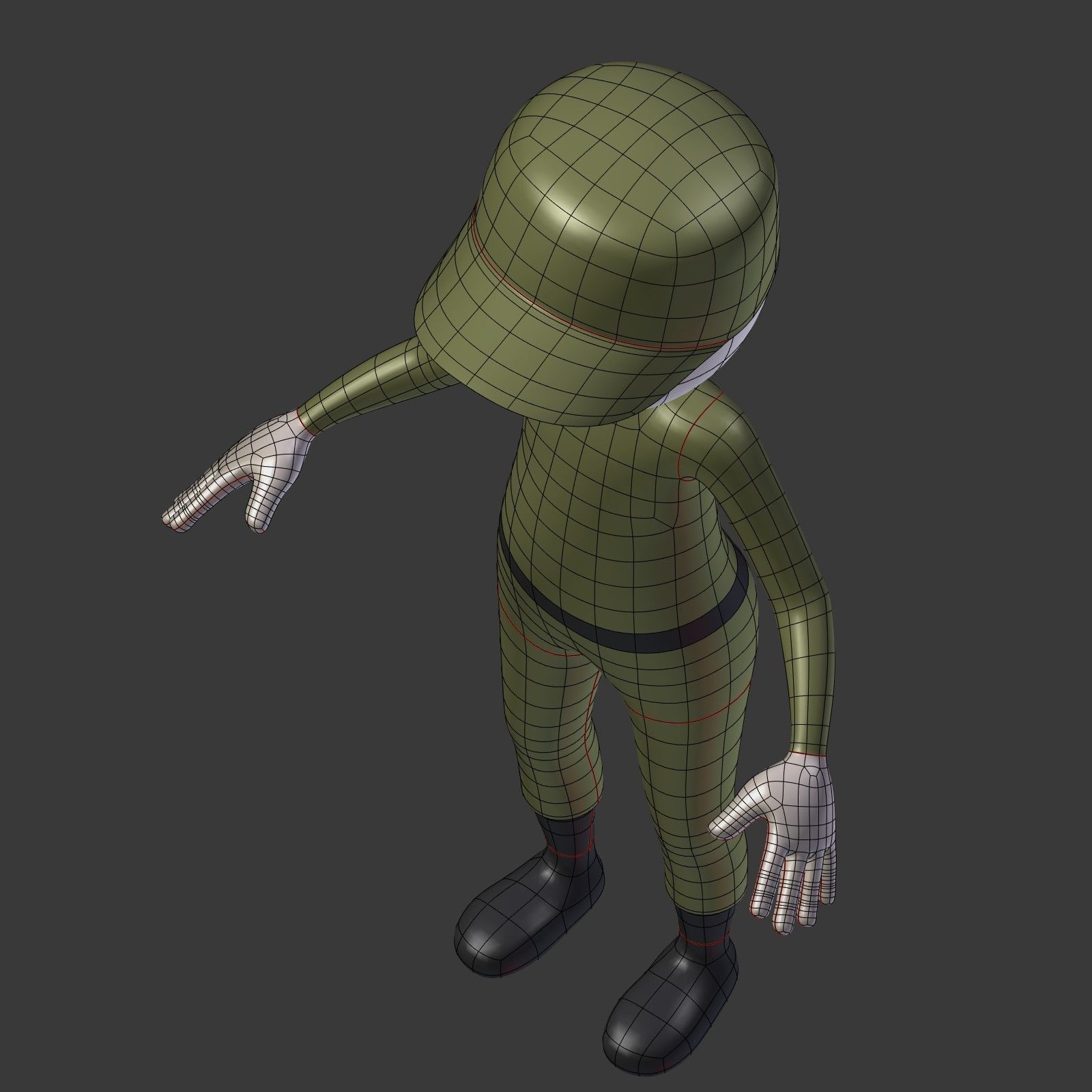 Cartoon Soldier - Stickman Low-poly 3D model_18