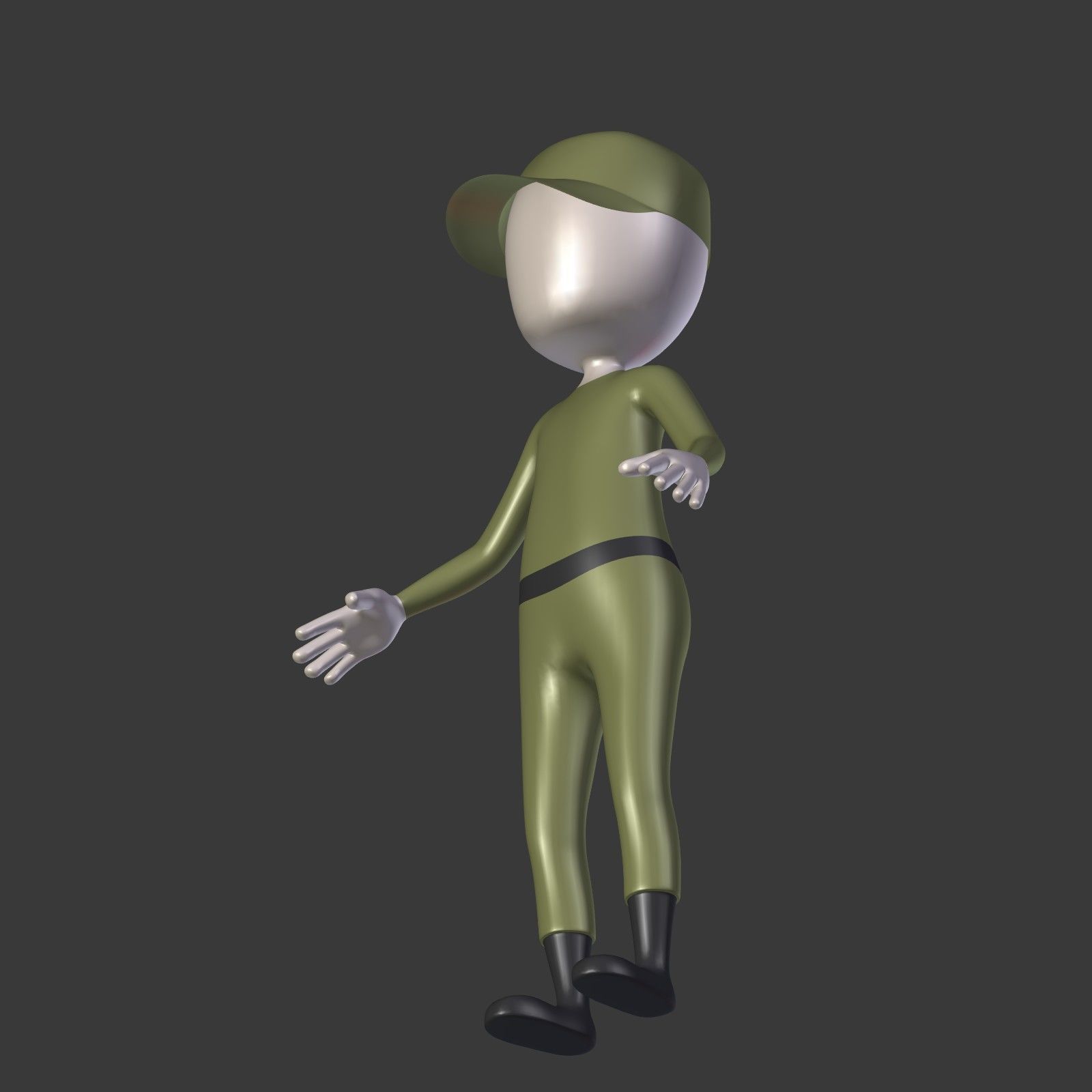 Cartoon Soldier - Stickman Low-poly 3D model_19