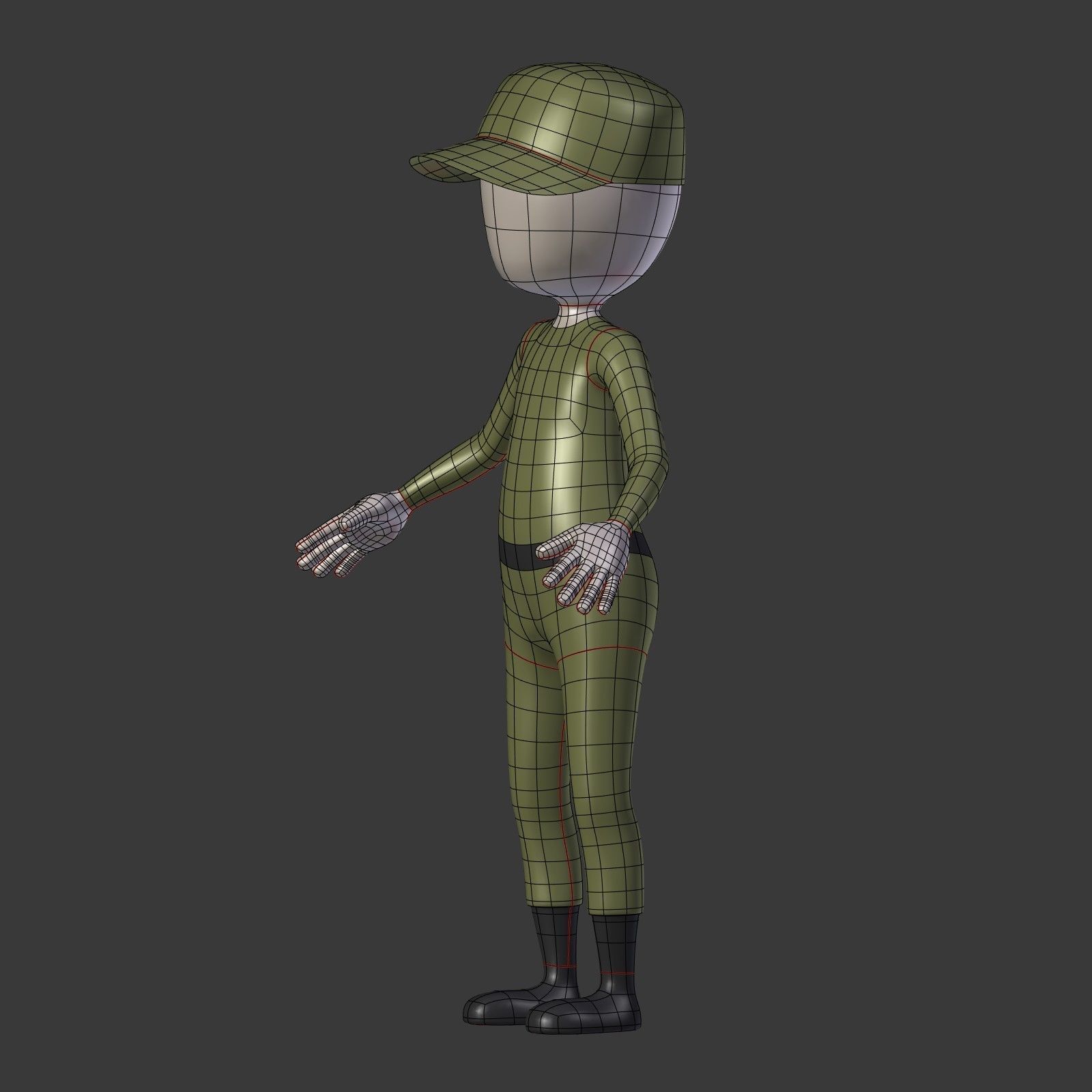 Cartoon Soldier - Stickman Low-poly 3D model_4