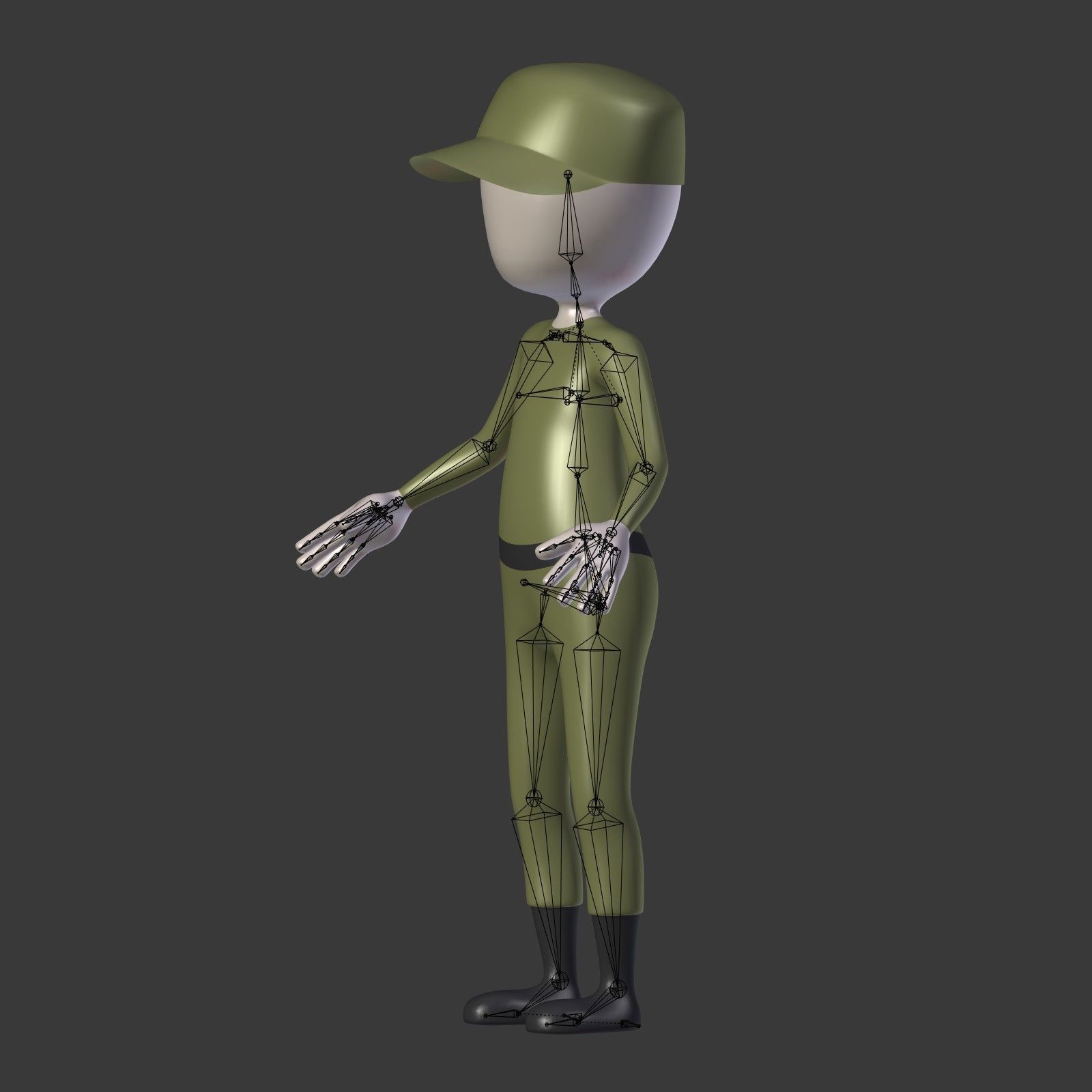 Cartoon Soldier - Stickman Low-poly 3D model_3