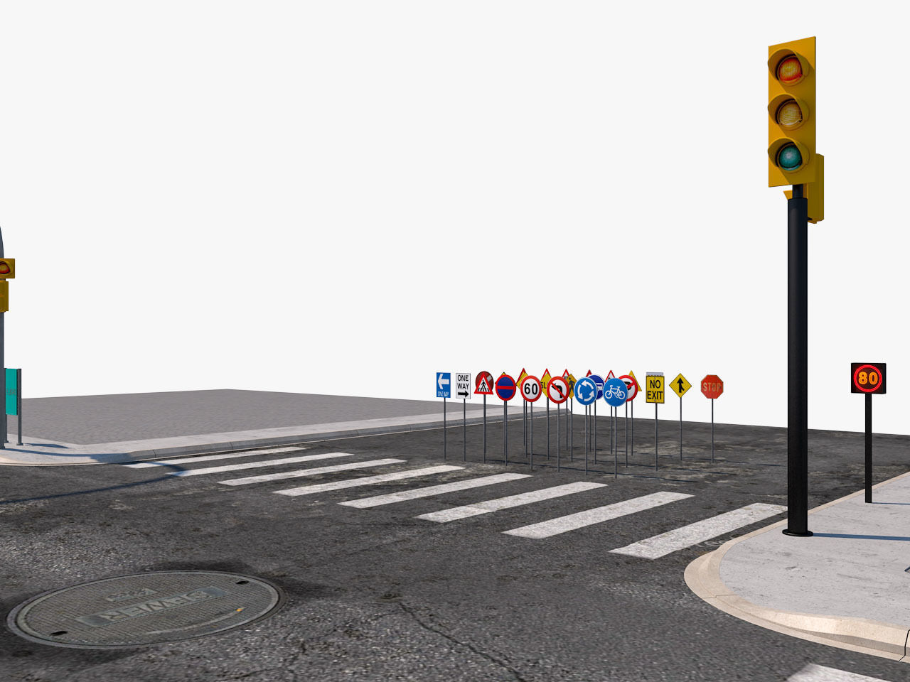 Road Street Collection 3D model_7
