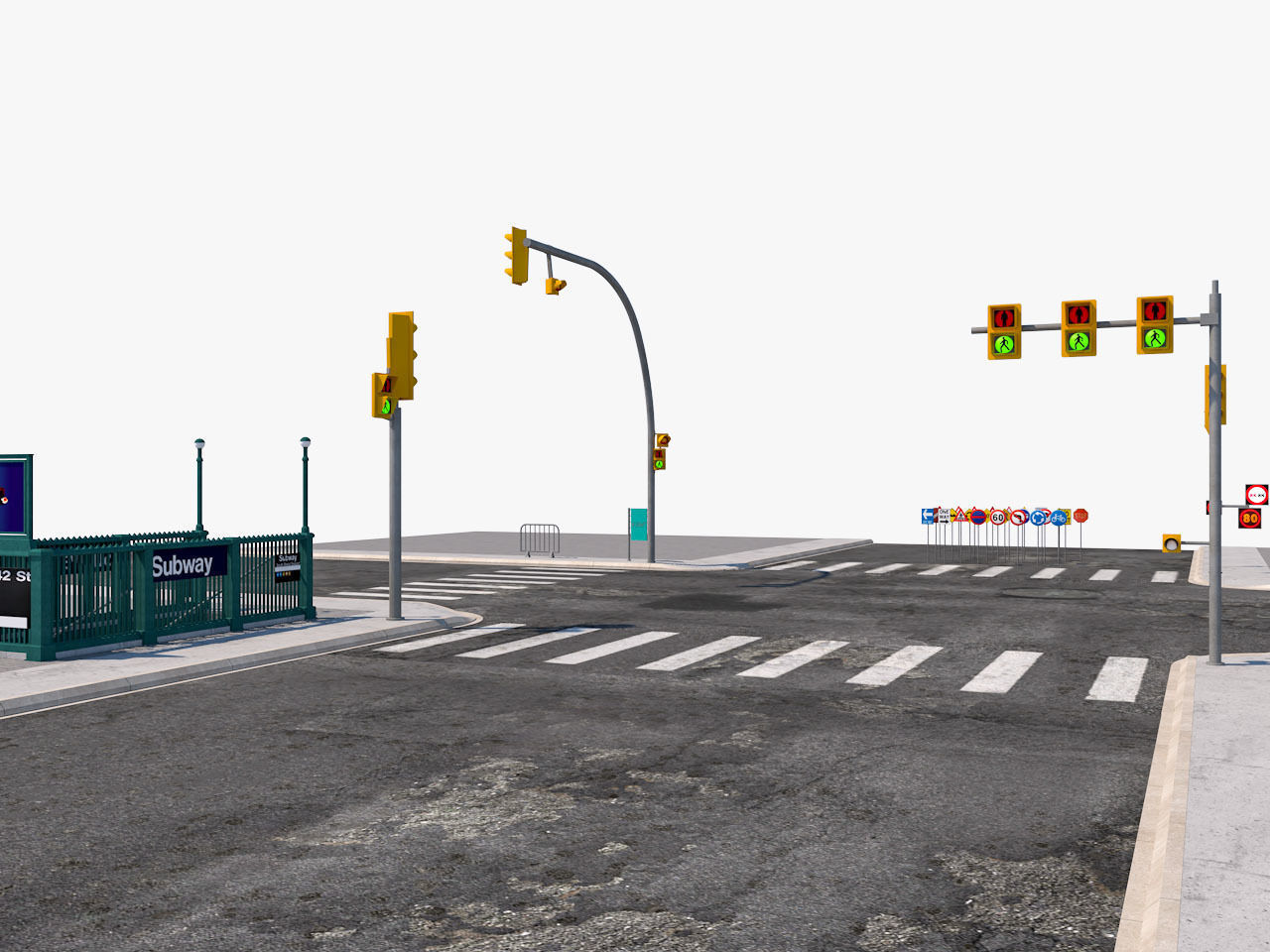 Road Street Collection 3D model_9