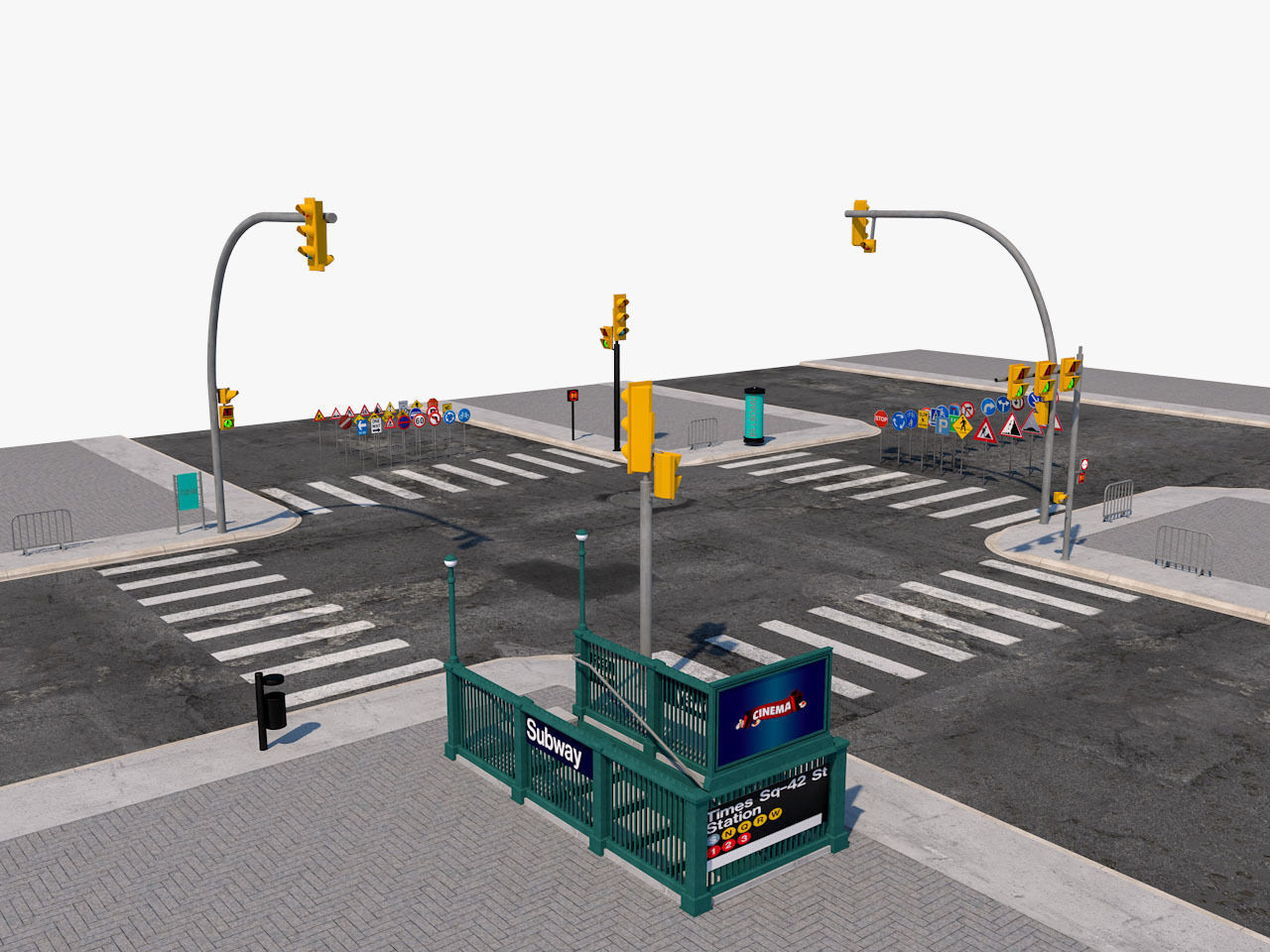 Road Street Collection 3D model_5