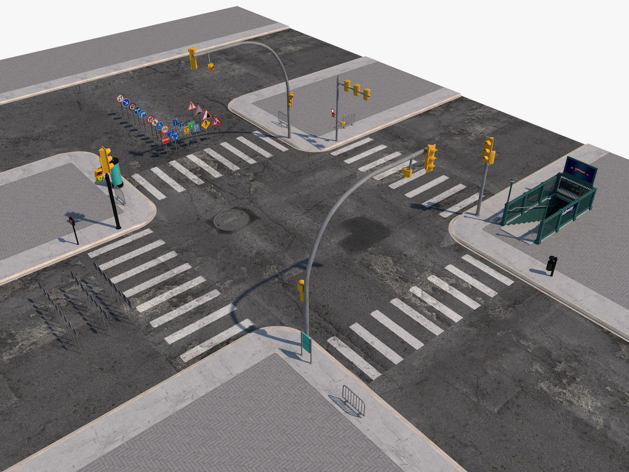 Road Street Collection 3D model_3