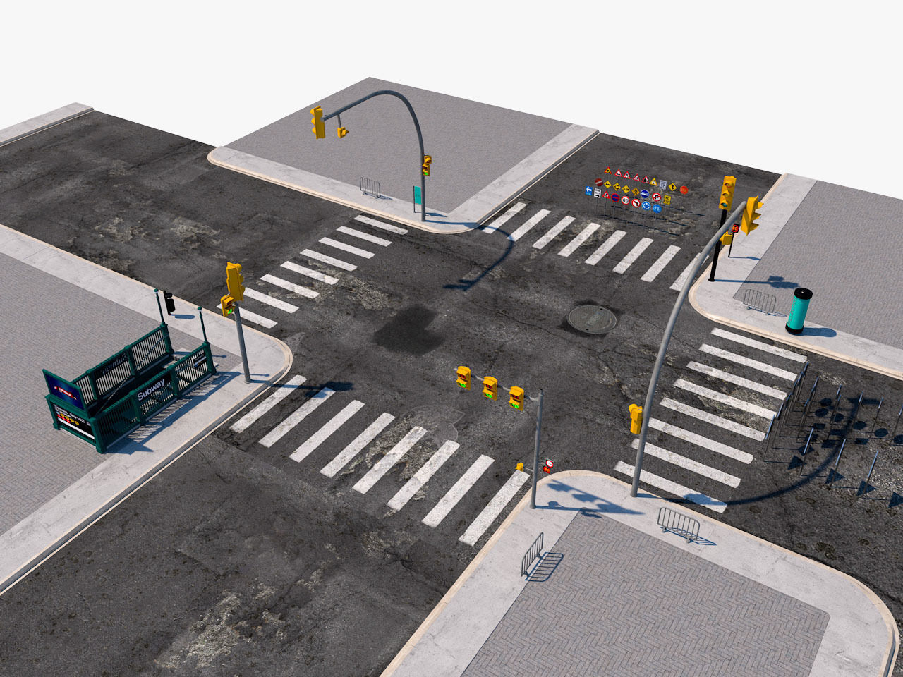 Road Street Collection 3D model_4