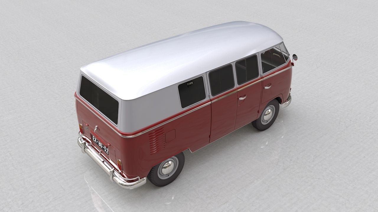 Volkswagen transporter Split Screen Camper Van 1965 3D model_3