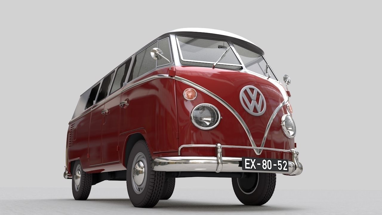 Volkswagen transporter Split Screen Camper Van 1965 3D model_1