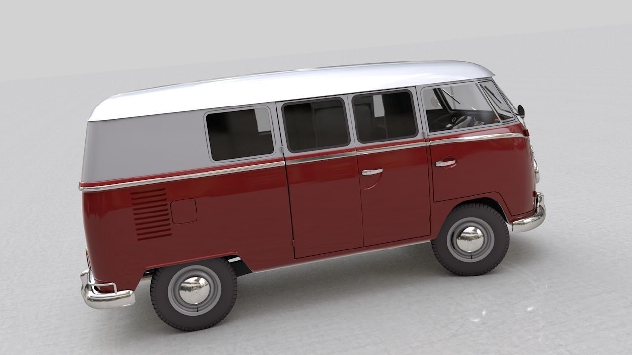 Volkswagen transporter Split Screen Camper Van 1965 3D model_10