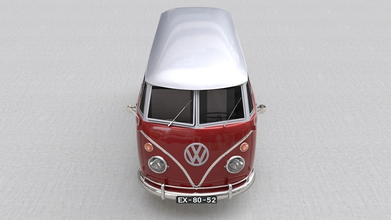 Volkswagen transporter Split Screen Camper Van 1965 3D model_5