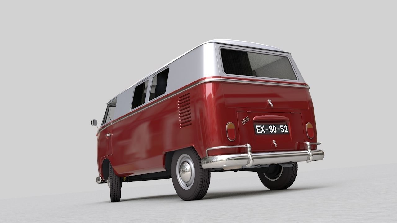 Volkswagen transporter Split Screen Camper Van 1965 3D model_9
