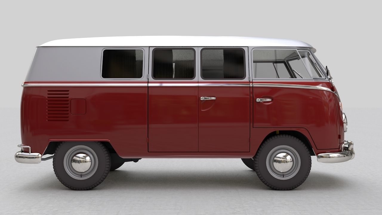 Volkswagen transporter Split Screen Camper Van 1965 3D model_2