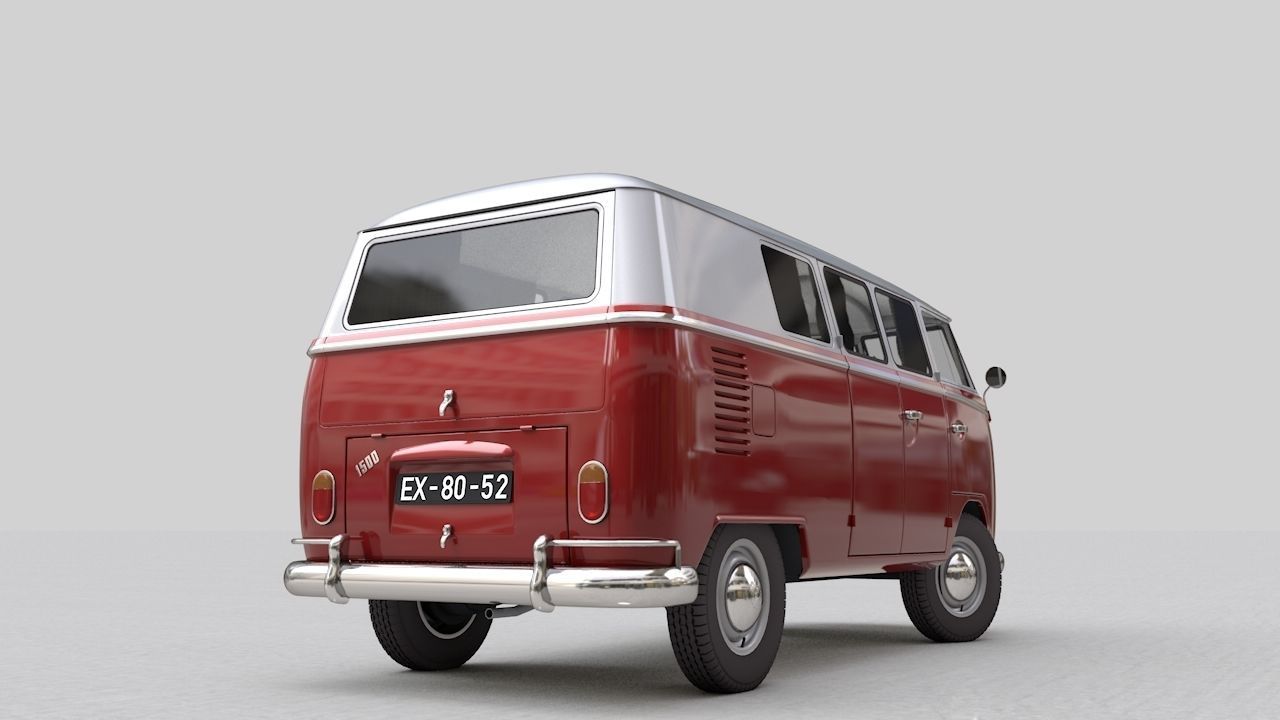 Volkswagen transporter Split Screen Camper Van 1965 3D model_7