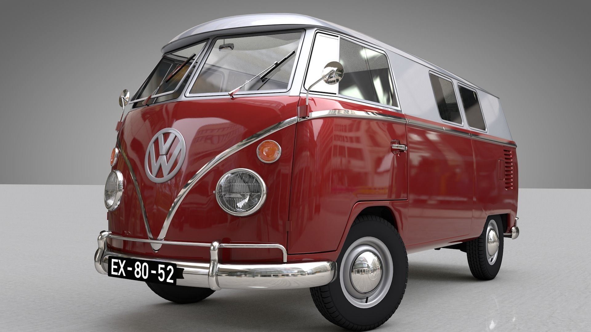 Volkswagen transporter Split Screen Camper Van 1965 3D model_11