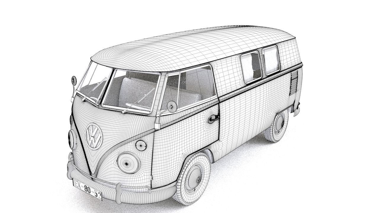 Volkswagen transporter Split Screen Camper Van 1965 3D model_13