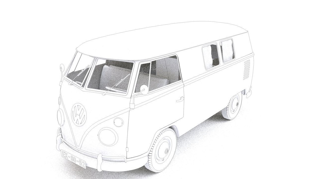 Volkswagen transporter Split Screen Camper Van 1965 3D model_14