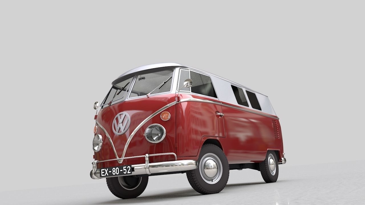 Volkswagen transporter Split Screen Camper Van 1965 3D model_8
