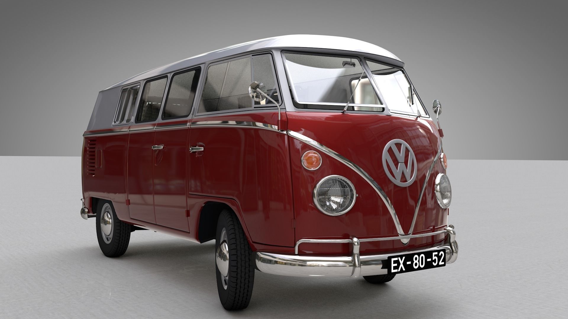 Volkswagen transporter Split Screen Camper Van 1965 3D model_12