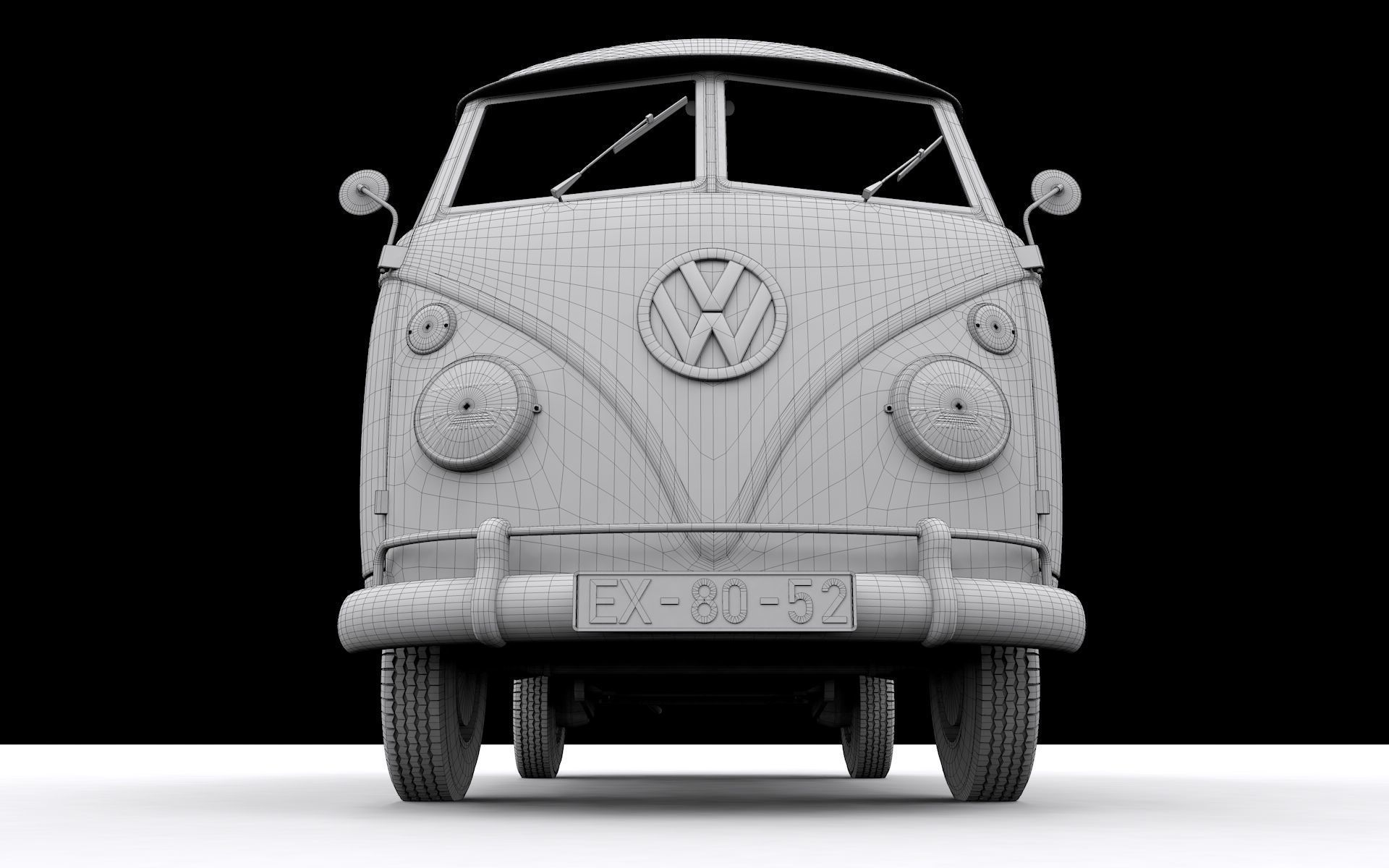 VOLKSWAGEN TRANSPORTER DELUXE 13 WINDOWS 1967 3D model_19