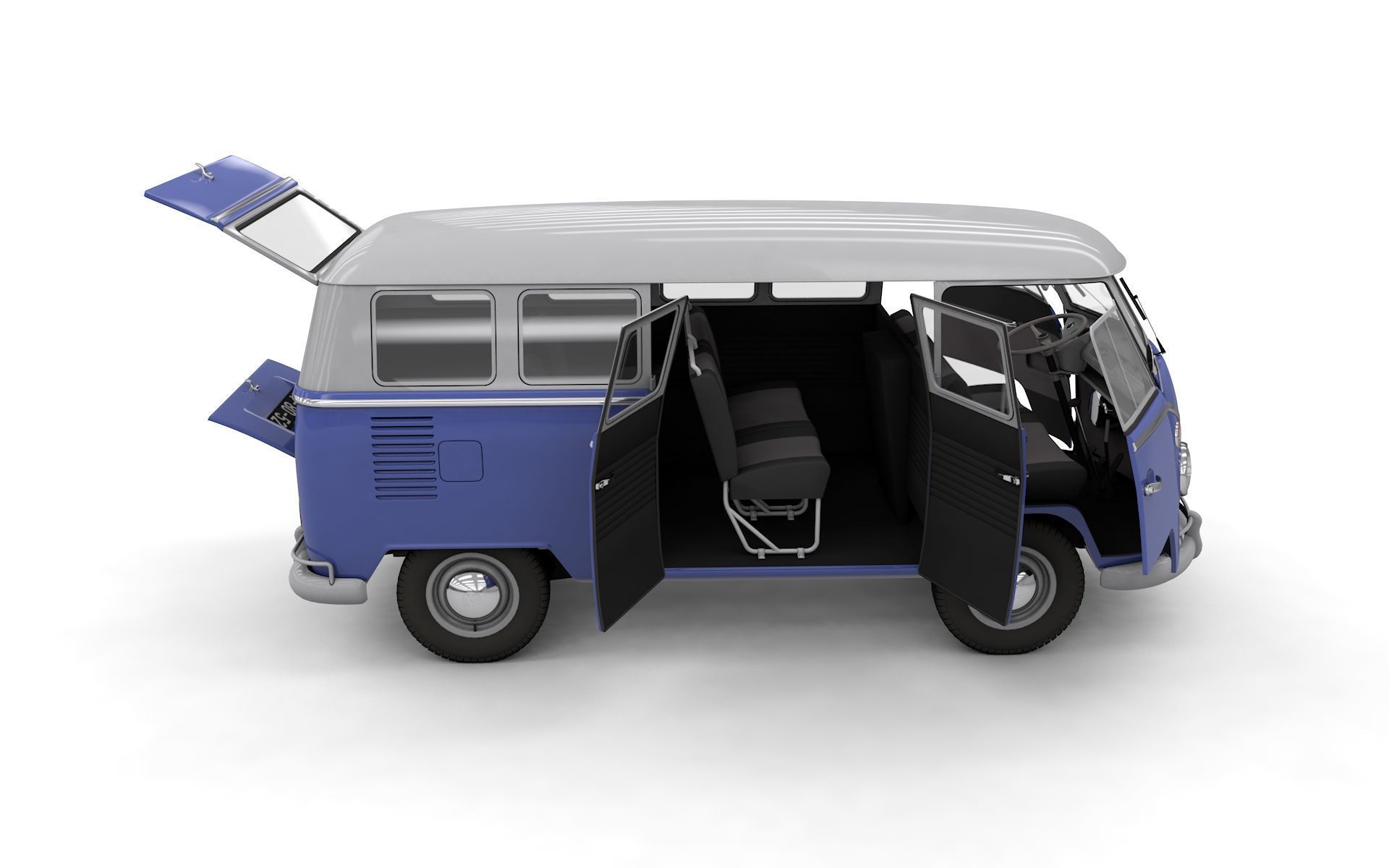VOLKSWAGEN TRANSPORTER DELUXE 13 WINDOWS 1967 3D model_4