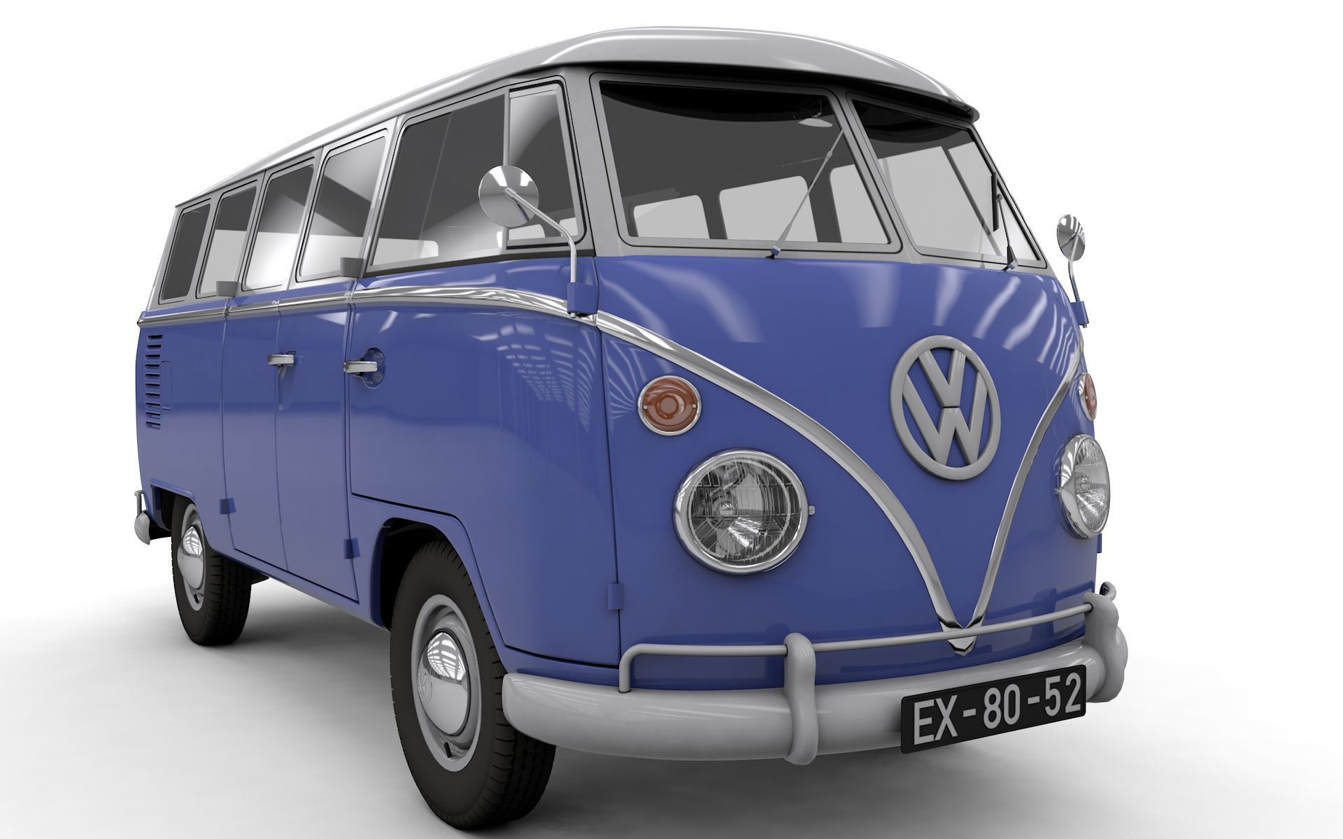 VOLKSWAGEN TRANSPORTER DELUXE 13 WINDOWS 1967 3D model_12