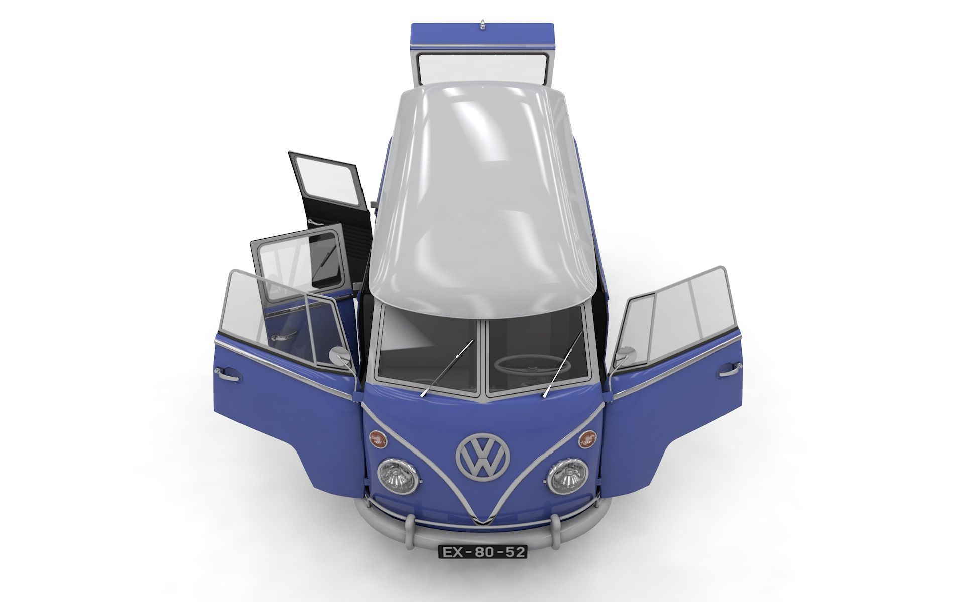 VOLKSWAGEN TRANSPORTER DELUXE 13 WINDOWS 1967 3D model_9