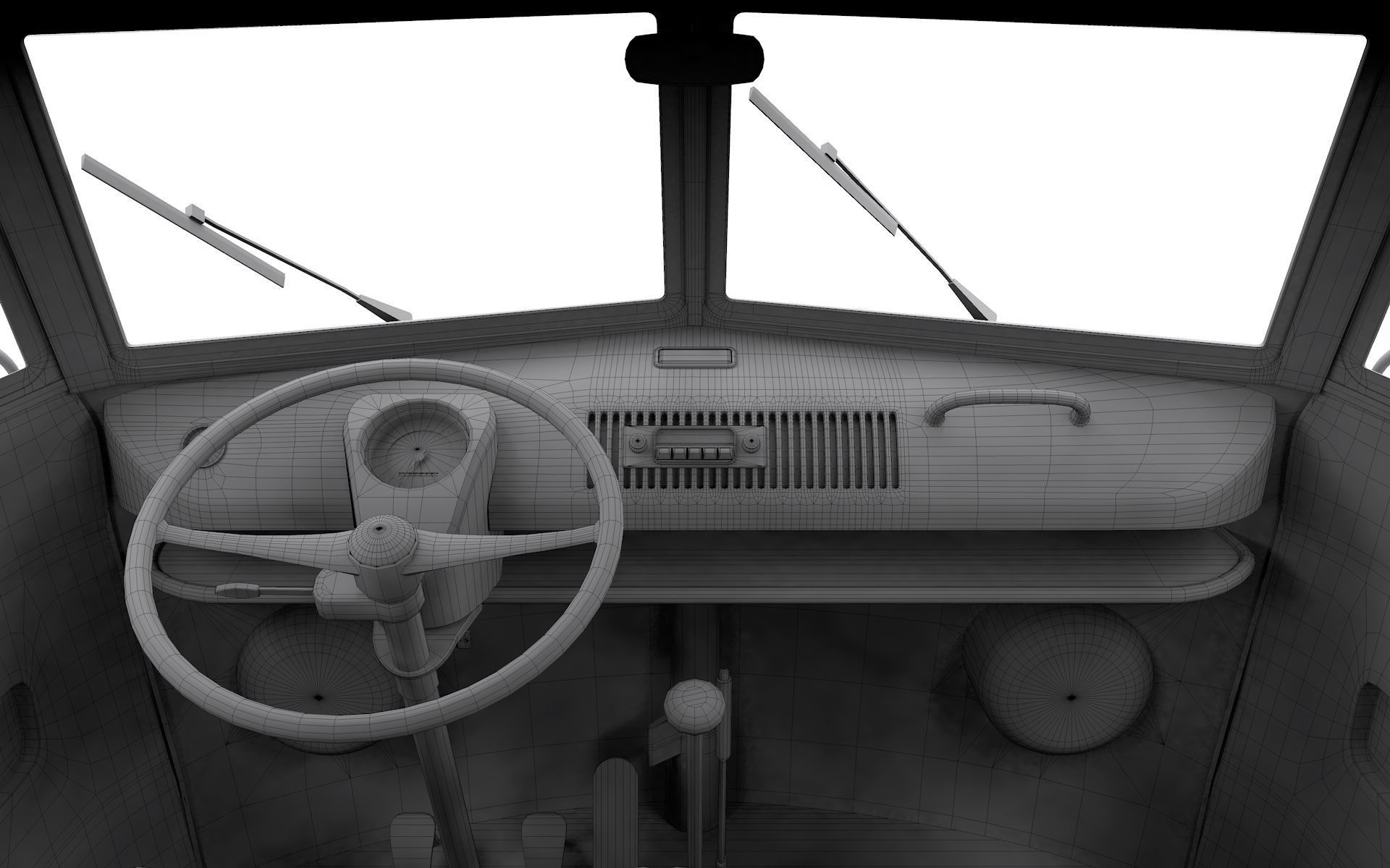 VOLKSWAGEN TRANSPORTER DELUXE 13 WINDOWS 1967 3D model_14