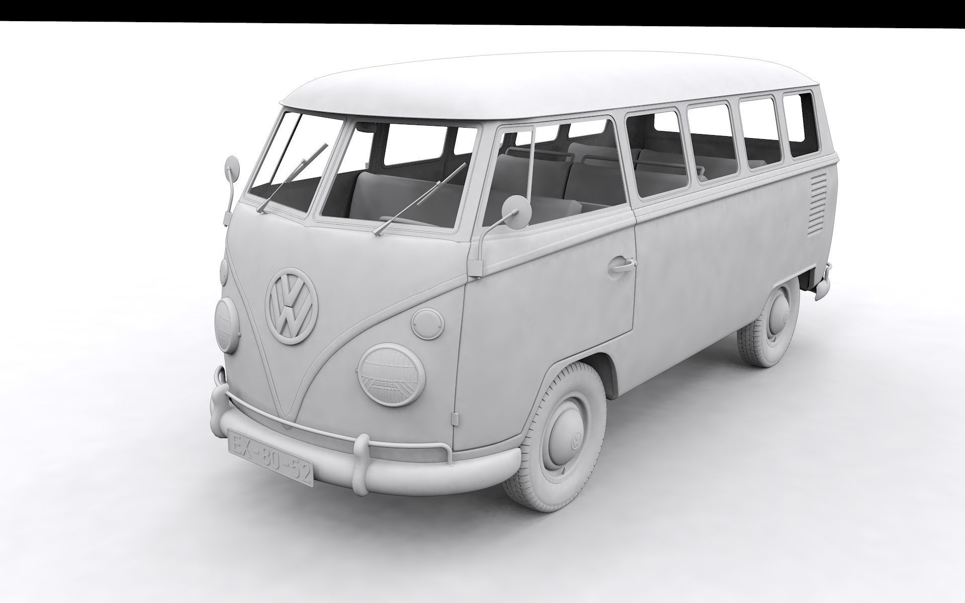 VOLKSWAGEN TRANSPORTER DELUXE 13 WINDOWS 1967 3D model_17