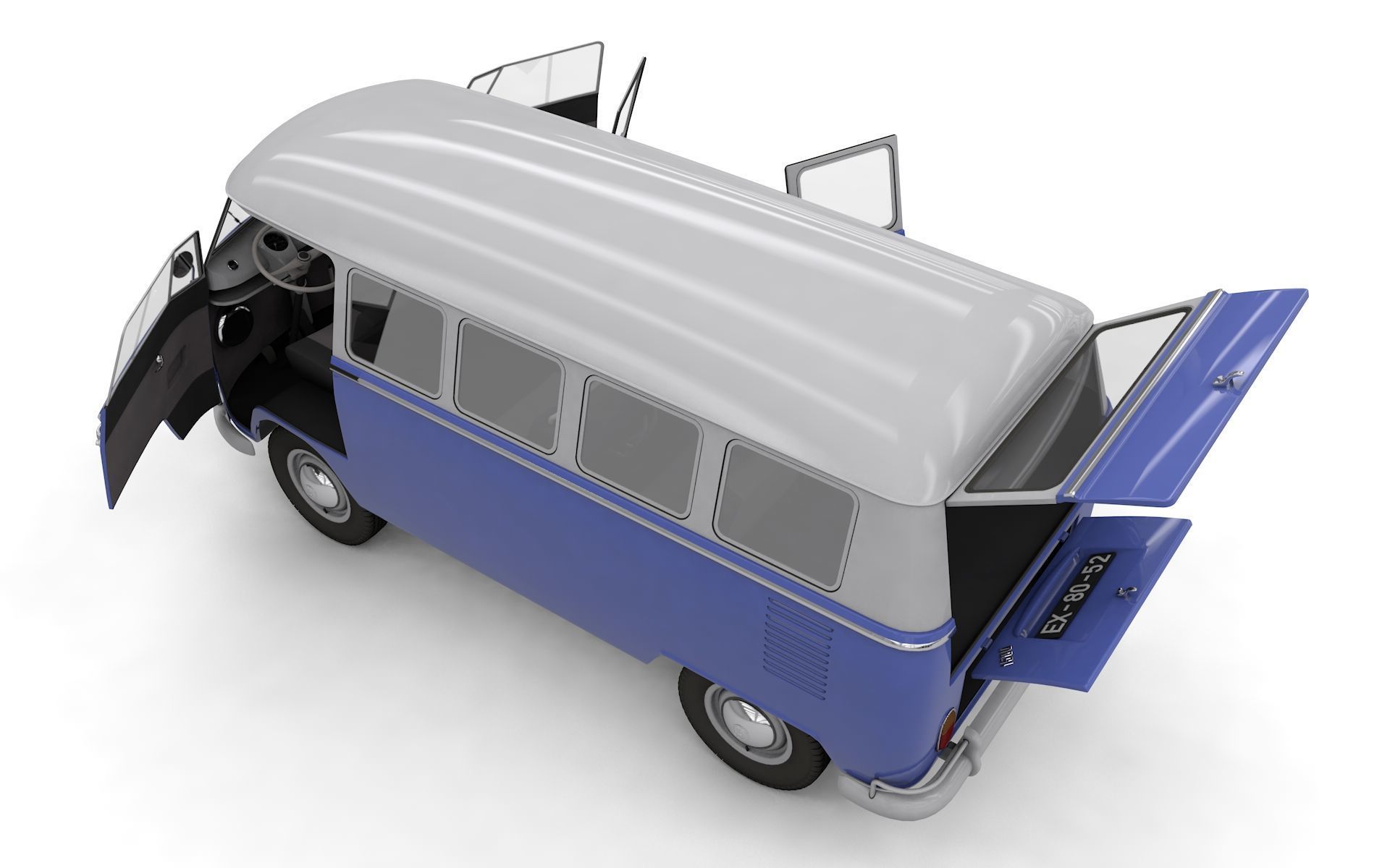 VOLKSWAGEN TRANSPORTER DELUXE 13 WINDOWS 1967 3D model_6