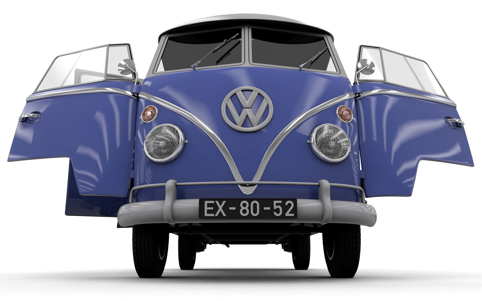 VOLKSWAGEN TRANSPORTER DELUXE 13 WINDOWS 1967 3D model_3