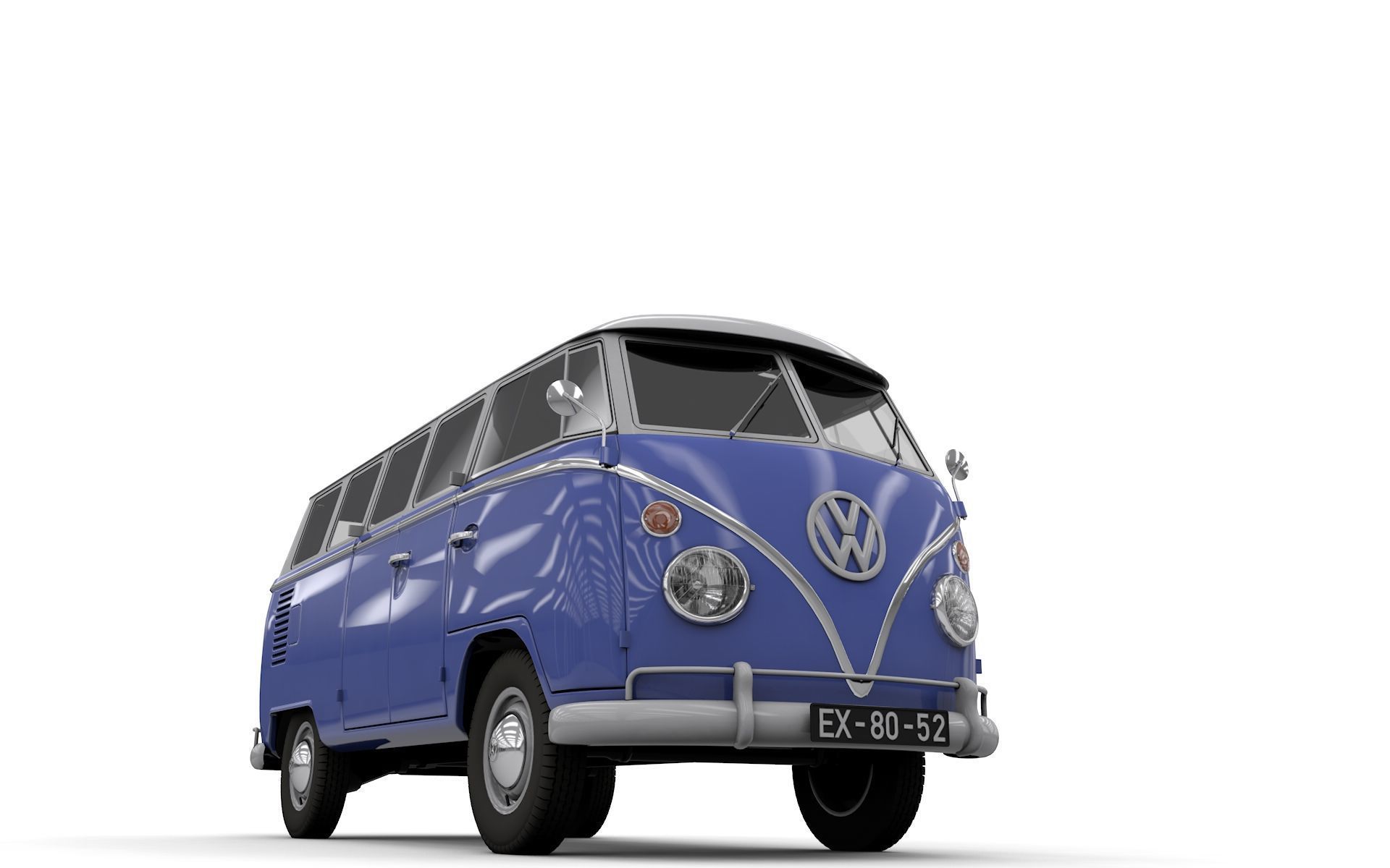 VOLKSWAGEN TRANSPORTER DELUXE 13 WINDOWS 1967 3D model_11