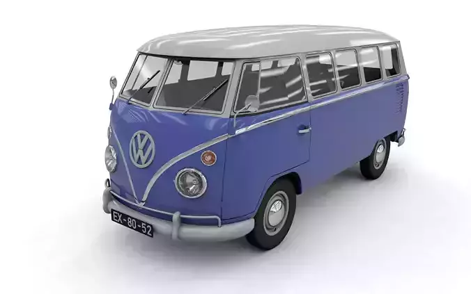 VOLKSWAGEN TRANSPORTER DELUXE 13 WINDOWS 1967 3D model