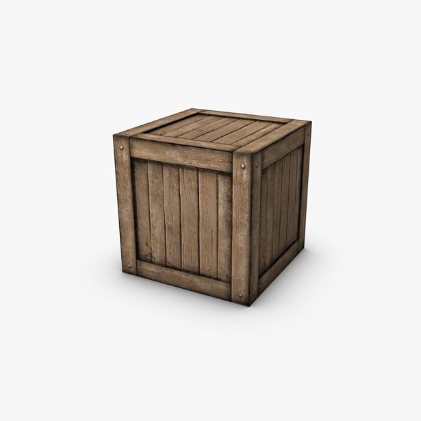 Low poly crate pile of wooden boxes 3D model_2