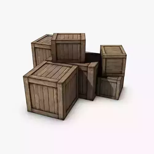 Low poly crate pile of wooden boxes 3D model