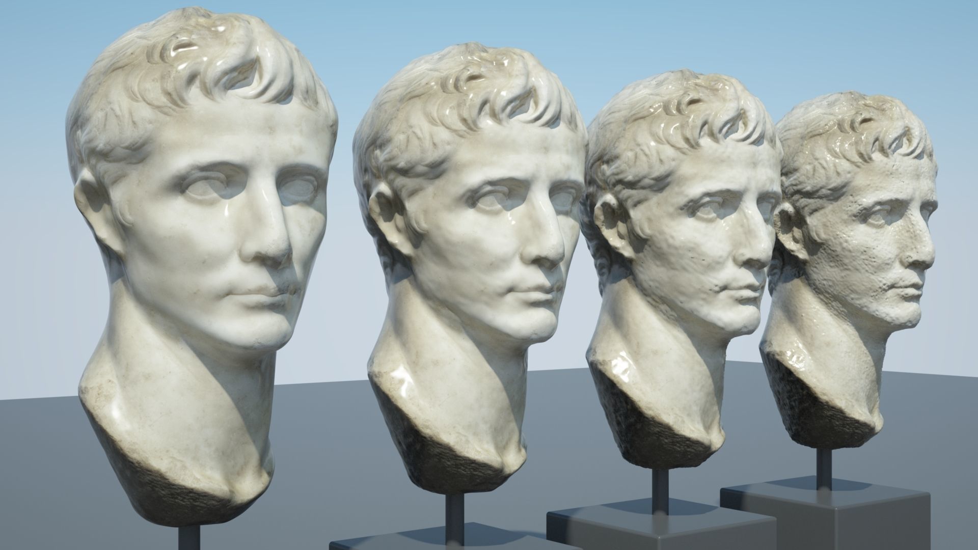Augustus bust of ancient greek god 3D model_8
