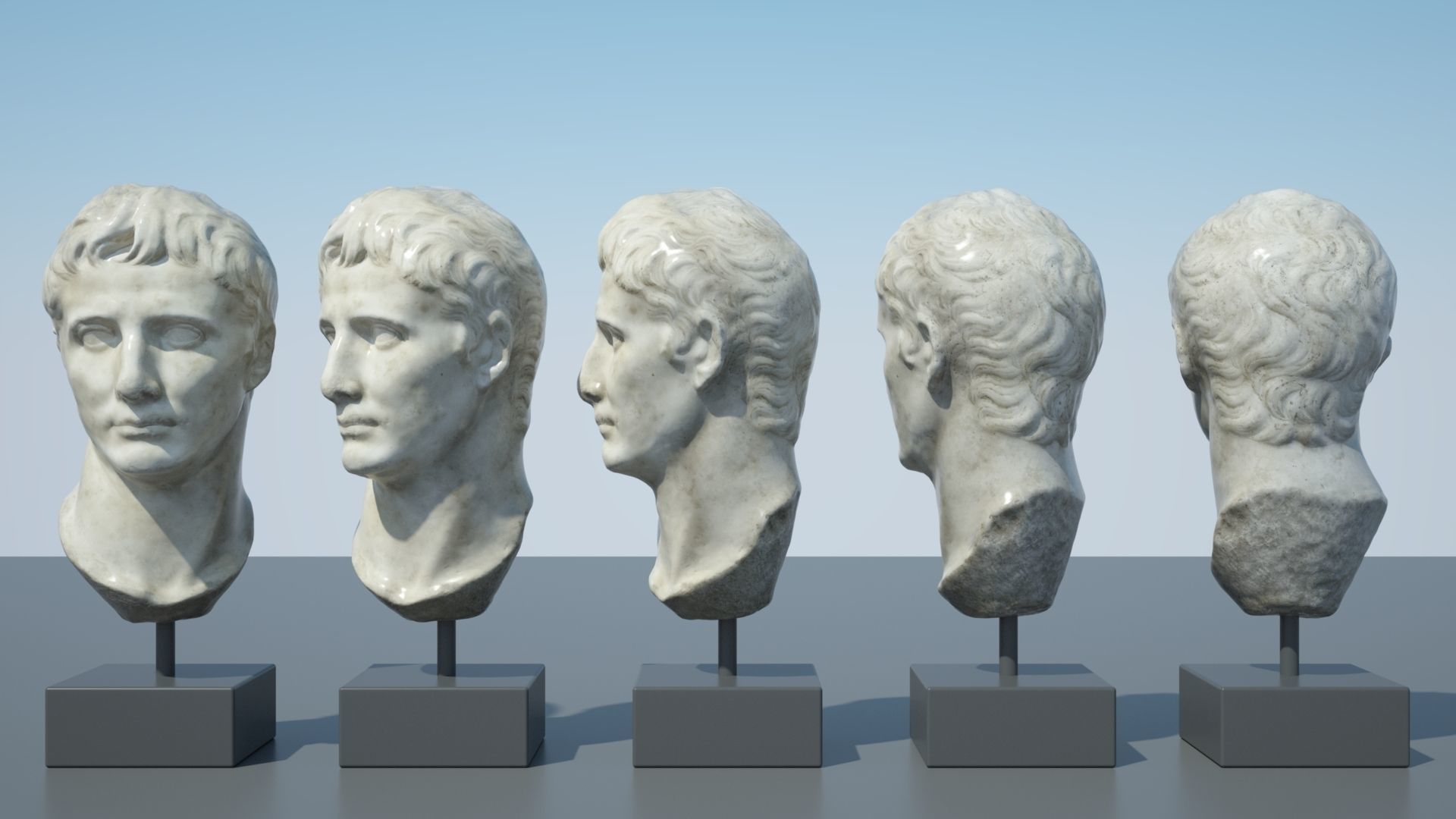 Augustus bust of ancient greek god 3D model_1