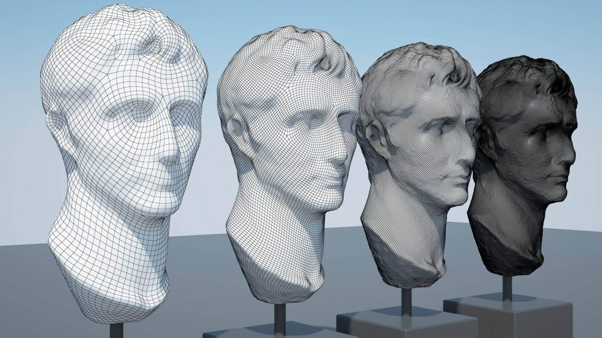 Augustus bust of ancient greek god 3D model_4