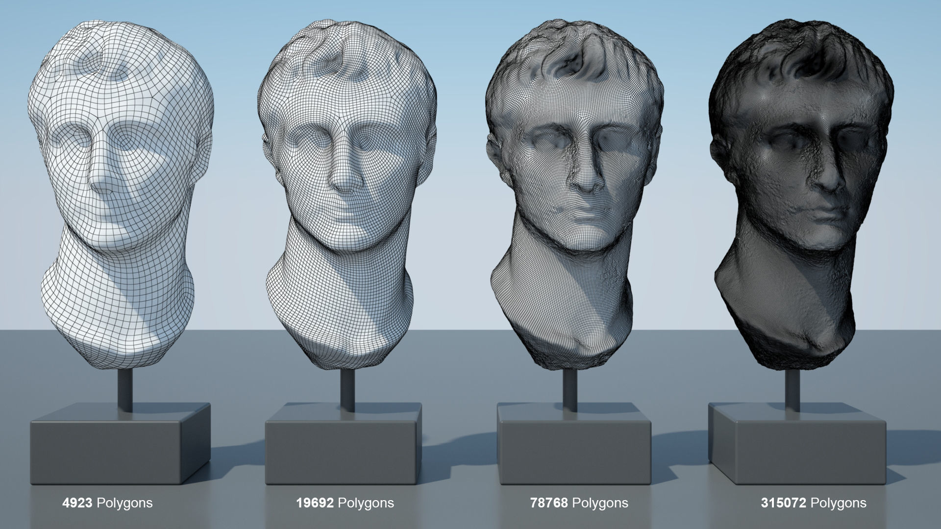 Augustus bust of ancient greek god 3D model_2