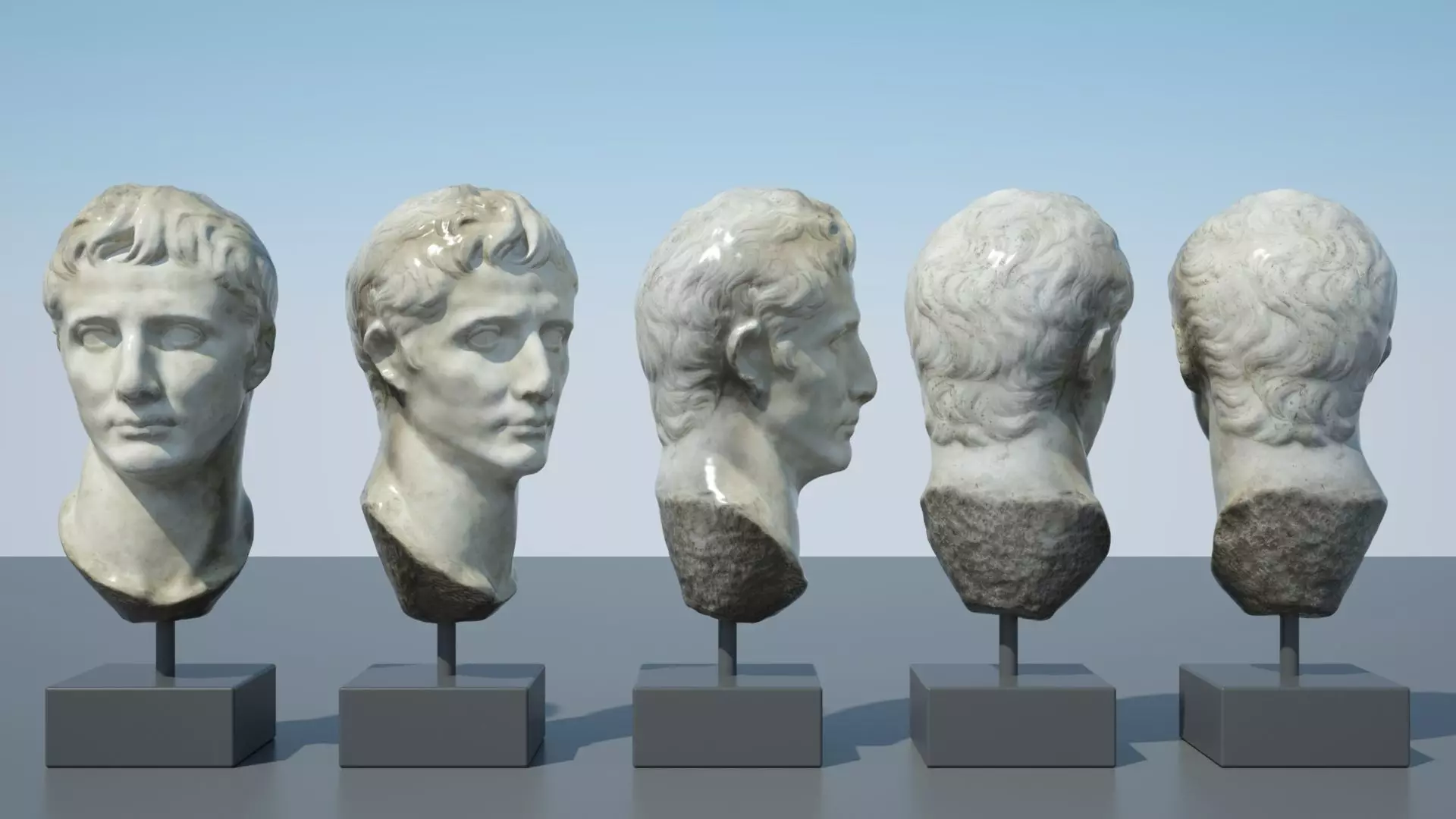 Augustus bust of ancient greek god 3D model_0